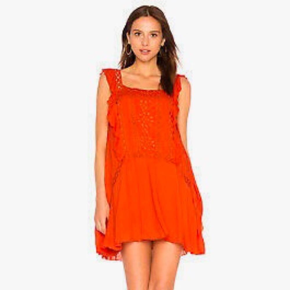 Free People Orange Flowy Dress